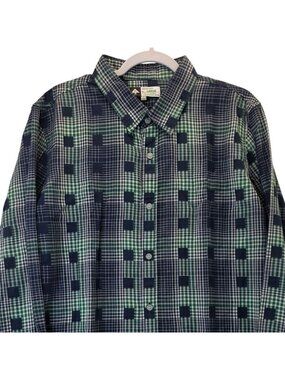 LRG Lifted Research Group Shirt Mens Size Large Green Blue Plaid Long Sleeve